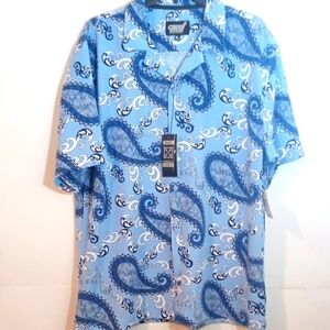 FRESH 4 WAY STRETCH PAISLEY BUTTON UP CASUAL SHIRT SIZE XL NWT